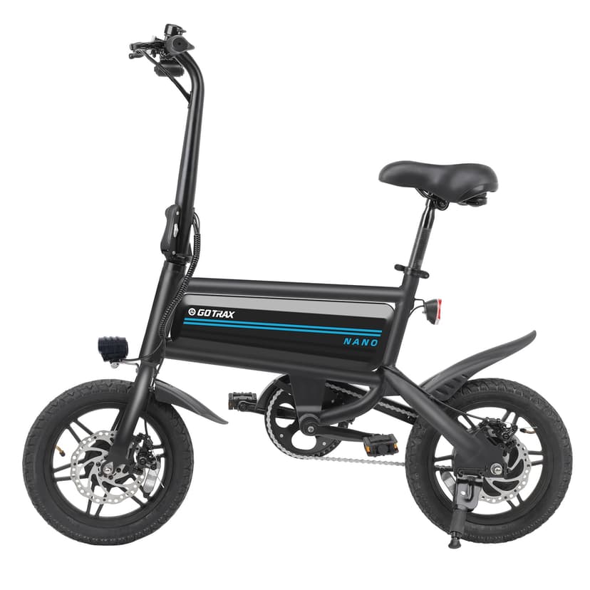 Gotrax Nano 14" Folding Electric Bike, Max Range 25Miles(Pedal-Assist) & Max Speed 15.5Mph, Power by 350W Motor, Adjustable Seat & Dual Fenders, Commuter Electric Bicycle for Adults/Teens Black