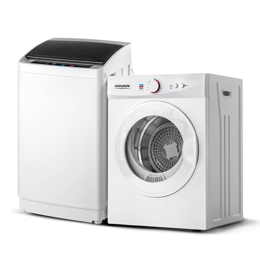 ROVSUN 1.8CuFt Portable Clothes Dryer and 17.8LBS Full-Automatic Washing Machine Set, Compact Laundry Washer and Dryer Combo Set with Stainless Steel Inner Tub, for Apartment, Dorms, Home