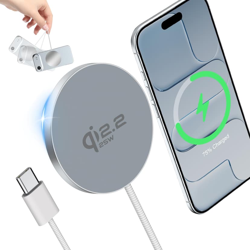 25W Wireless Charger for iPhone 17 Qi2.2 Certified Ultra Fast Charging Magnetic Pad Compatible with iPhone 17/17Pro/17Air/17 Pro Max/16/16 Pro/15 Series, iPhone 14/13/12 Series