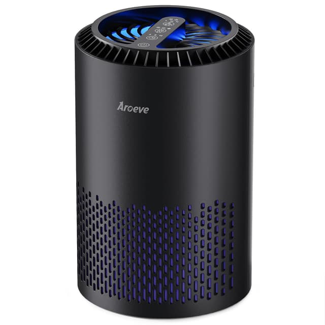 AROEVE Air Purifiers for Bedroom Home, Air Purifier For Smoke Pollen Dander Hair Smell Air Cleaner with Sleep Mode Speed Control For Bedroom Office, MK01- Black(Available for California)