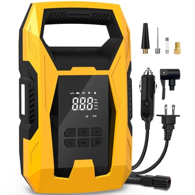 CARSUN AC/DC Tire Inflator Portable Air Compressor, Dual Power for Home 110V AC and Car 12V DC Air Pump with Pressure Gauge, Auto Shutoff, Tire Pump for Car Motorcycle Bicycle and Other Inflatables