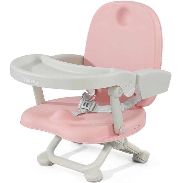 YOLEO Baby High Chair Booster Seat for Dining Table, Foldable High Chairs with Adjustable Heights, Travel Booster Seat with Removable Tray