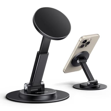 UGREEN Magnetic Phone Stand for MagSafe, Height Adjustable iPhone Stand for Desk with 360° Rotation Compatible for iPhone 17 Air 16 Pro 15 Pro Max 14 Plus 13 12 and MagSafe Case, Black