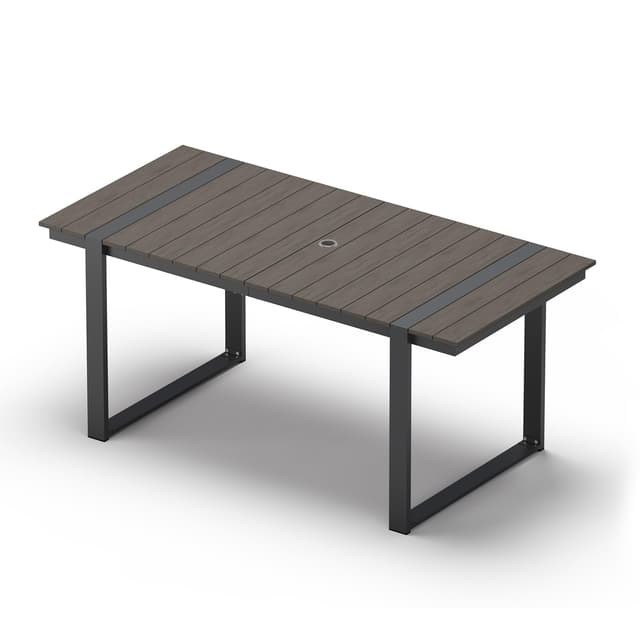 Oasbira Outdoor Dining Table for 6, HDPS+ Aluminum Patio Dning Table with U-Shape Leg, Size: 67.4"*32.3"*29.6",Modern Rectangular Table for Lawn, Garden (Charcoal)