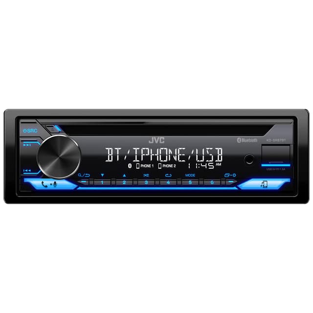 JVC KD-SR87BT Bluetooth CD Car Stereo with USB Port – AM/FM Radio, MP3 Player, High Contrast LCD, Detachable Face Plate – Single DIN – 13-Band EQ