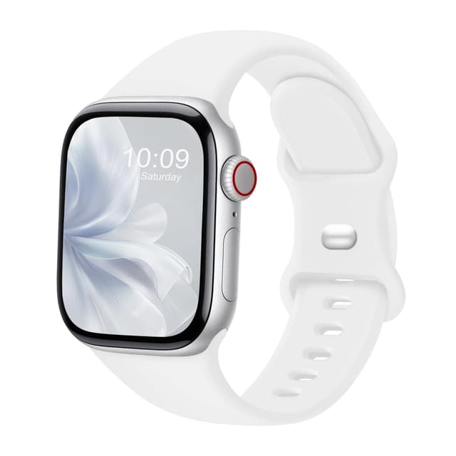 CREFORT Sport Bands Compatible with Apple Watch 46mm 38mm 40mm 41mm 42mm 44mm 45mm 49mm for Women Men, Soft Silicone Accessory Strap Wristband for iWatch Series 11 10 9 8 7 6 5 4 3 2 1 SE Ultra White