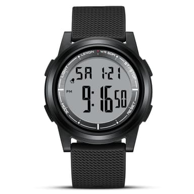 HANPOSH Mens Digital Watch Ultra Thin Minimalist Sports Waterproof Outdoor LED Screen Large Face Wrist Watches for Men with Back Light Alarm Date Stopwatch