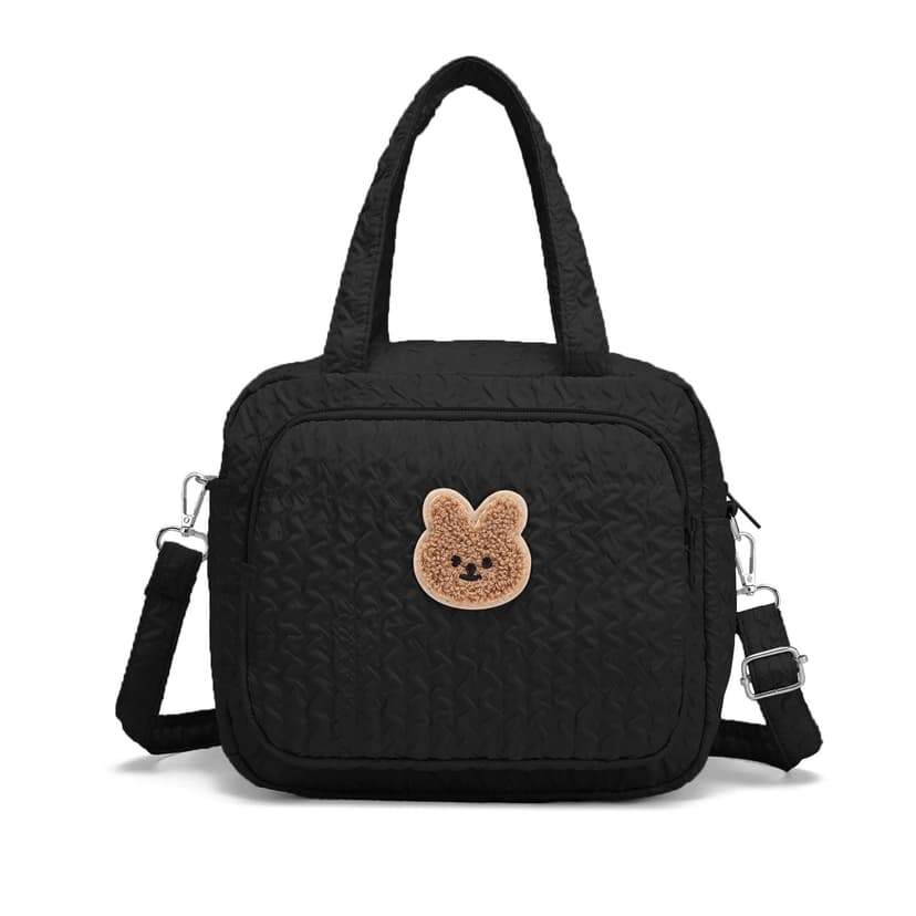 Small Diaper Bag Tote, Crossbody Diaper Bag Mini Purse with 8 Pockets, Travel Baby Bag for boys & Girls, 2 Insulated Pockets, Black