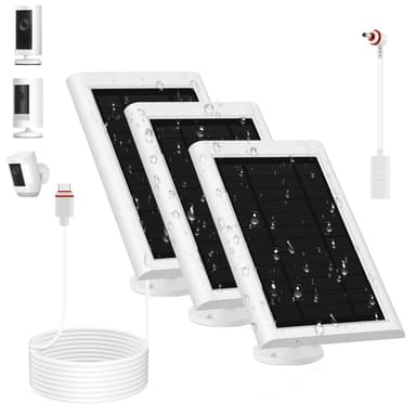 3 Pack Solar Panel for Ring Camera(2nd Generation) Dustproof Waterproof 5W Solar Panel with 10FT/3M Long Cable for Stick Up & Pro Spotlight Cam Battery for Security Camera