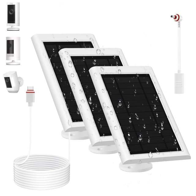 3 Pack Solar Panel for Ring Camera(2nd Generation) Dustproof Waterproof 5W Solar Panel with 10FT/3M Long Cable for Stick Up & Pro Spotlight Cam Battery for Security Camera