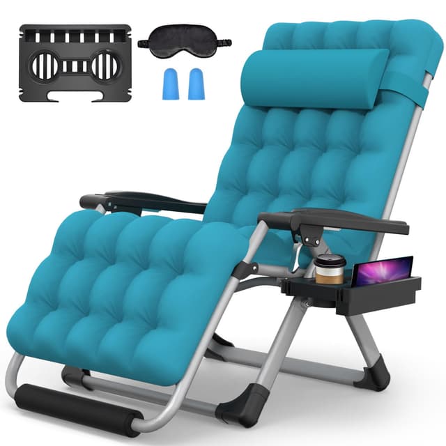 Suteck Oversized Zero Gravity Chair,33In XXL Lounge Chair w/Removable Cushion&Headrest, Reclining Camping Chair w/Upgraded Lock and Footrest, Reclining Patio Chairs Recliner for Indoor Outdoor,500LBS