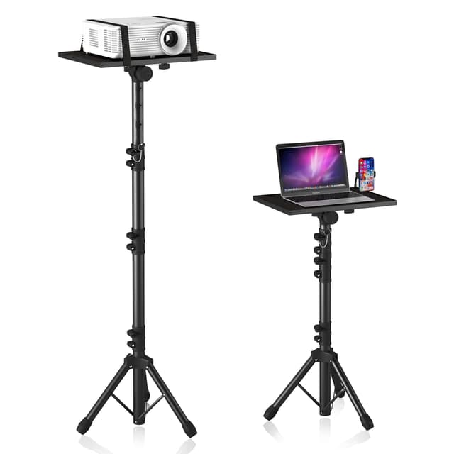 DECOSIS Projector Stand Tripod Adjustable, Laptop Height from 23.5 to 63.5 inches with Gooseneck Phone Holder, Floor for Office, Home, Stage, Studio, DJ Racks Holder Mount, 23.5inch-63.5inch
