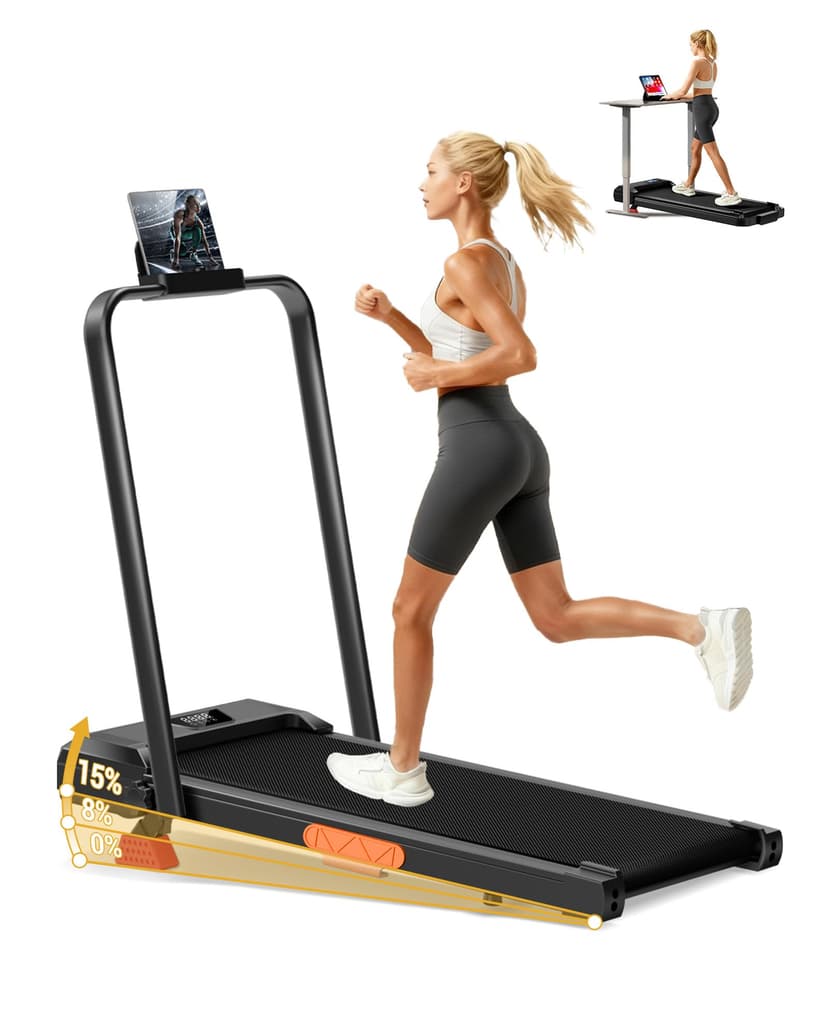 Walking Pad Treadmill with 15% Incline 2.5HP Foldable Under Desk Walking Pad for Home and Offce 300LBS Weight Capacity 0.6-6.2MPH Compact Treadmill with Remote Control