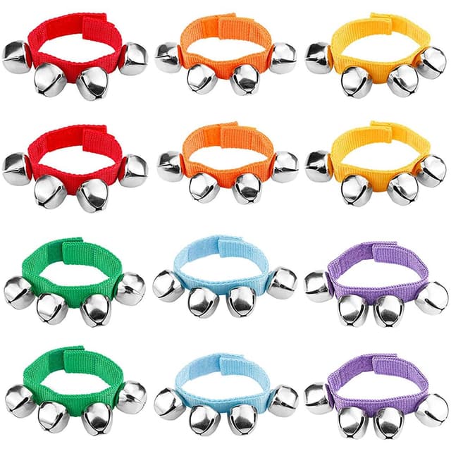 POPLAY Jingle Bells,12 PCS Kids Musical Instruments Ankle Bells for Party Favors Goodie Bags Stuffers