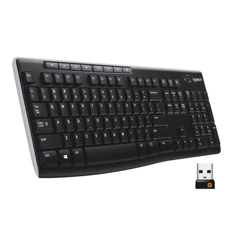 Logitech K270 Wireless Keyboard for Windows, 2.4 GHz Wireless, Full-Size, Number Pad, 8 Multimedia Keys, 2-Year Battery Life, Compatible with PC, Laptop, Black