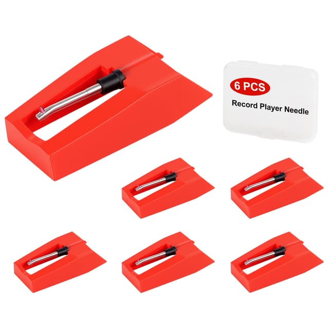 Jiomrzo 6 Pack Record Player Needle Replacement, Upgraded Vinyl Record Needle Compatible with Crosley, Victrola, ION & More Turntable, Easy Install, Premium Sound Quality Turntable Stylus