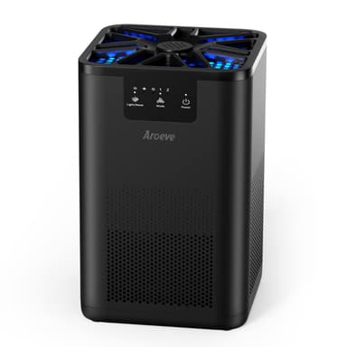AROEVE Air Purifiers for Bedroom Air Purifier With Aromatherapy Function For Pet Smoke Pollen Dander Hair Smell 20dB Air Cleaner For Bedroom Office Living Room, MK06- Black(Available for California)