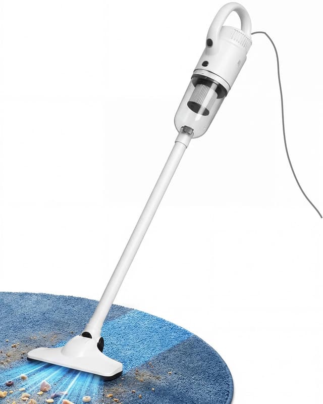 Trunera Lightweight Corded Stick Vacuum Cleaner, 2-in-1 Handheld Vacuum with Floor Brush & Crevice Tool, 13 ft Power Cord, HEPA Filter, Ideal for Apartments, Dorm Rooms, and Everyday Home Cleaning