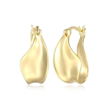 Amazon Essentials (Demi's Pick) Sculpted Hoop Earrings for Women - Gold-Tone Fine Silver Plated, Trendy Jewelry