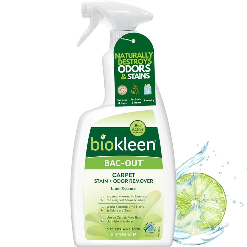 Biokleen Bac-Out Enzyme Stain Remover - 32 Ounce - Natural Foam Spray, Destroys Stains & Odors Safely, for Pet Stains, Laundry, Diapers, Wine, Carpets, Eco-Friendly, Non-Toxic, Plant-Based