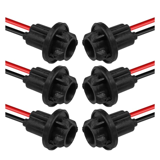 UHANBUT T10 W5W 194 Bulb Socket with Wire Pigtail, Universal LED Bulbs Pre-Wired Harness Sockets Adapter, Female Car Tail Light Connector Socket Accessories for Side Marker/Turn Signal Light (6PCS)