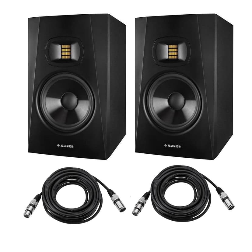 ADAM Audio Professional T-Series T7V 7" 70W 2-Way Active Nearfield Monitor, Pair, Bundle with 2X 25' XLR-F to XLR-M Balanced Audio Microphone Cable