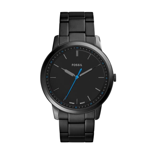 Fossil Men's Minimalist Quartz Watch, Stainless Steel Black Three-Hand Watch for Men, Color: Black