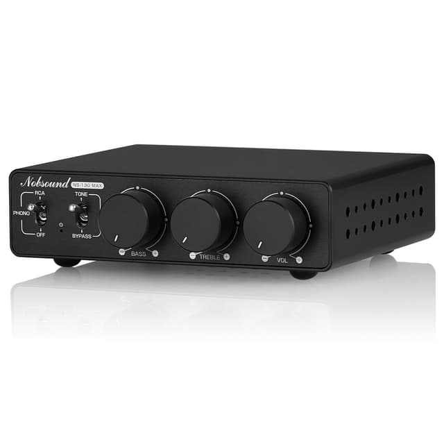 Nobsound 300Wx2 Stereo Amplifier with Phono Input - HiFi Class D Mini Power Amp for Home Theater, Turntables, Studio Monitor | TPA3255 Chip, RCA/MM Inputs, Bass/Treble Control (NS-13G MAX DC 48V)