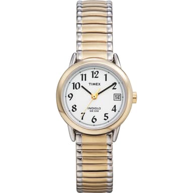 Timex Women's Easy Reader 25mm Watch – Two-Tone Case White Dial with Extra-Long Two-Tone Expansion Band