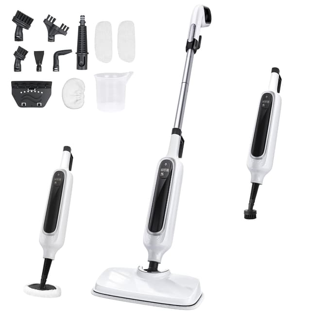 12-in-1 Steam Mop, Detachable Handheld Steam Cleaner for Home, 23FT Cord, 3 Steam Modes & LED Display, Steam Mops for Floor Cleaning, Bathroom, Windows, Sofas, Clothes, Tile Grout, Carpets, Furniture