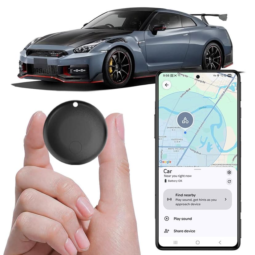 GPS Tracker for Vehicles Work with Built-in APP (Compatible with Android Device),Mini Car Tracker Tag With Magnet Global Coverage,Hidden Car Locator Device, No Monthly Fee or Subscription, No SIM Card