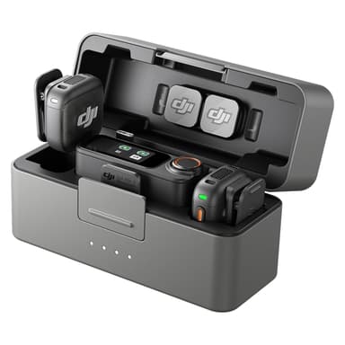 DJI Mic 3 (2 TX + 1 RX + Charging Case), Wireless Microphone for iPhone/Camera/Android, Ultralight, Adaptive Gain Control for Balanced Volume, Dual Band Anti-Interference, 28hrs Use, Vlog