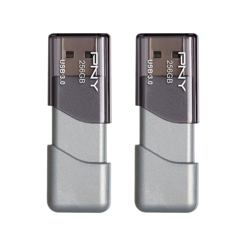PNY P-FD256X2TBOP-MP 256GB Turbo Attaché 3 USB 3.0 Flash Drive,Silver (Pack of 2)