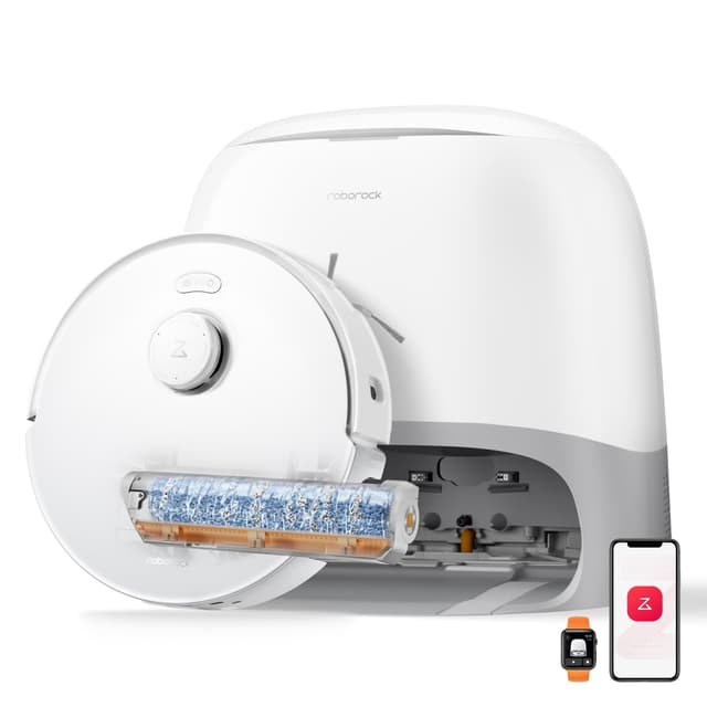 roborock Qrevo Curv 2 Flow Robot Vacuum and Mop, SpiraFlow Real-Time Self-Cleaning Roller Mop, 20,000 Pa, Dual Zero-Tangle System, AI Obstacle Avoidance, Heat-Washes & Dries Mop, Carpet Protection