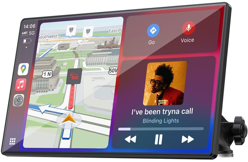 Topexplore Carplay Screen for Car, 9'' Wireless CarPlay & Android Auto- Upgrade Portable Touchscreen with Bluetooth, Mirror Link, Voice Control, Hands-Free Calling,Plug & Play Car Play Screen