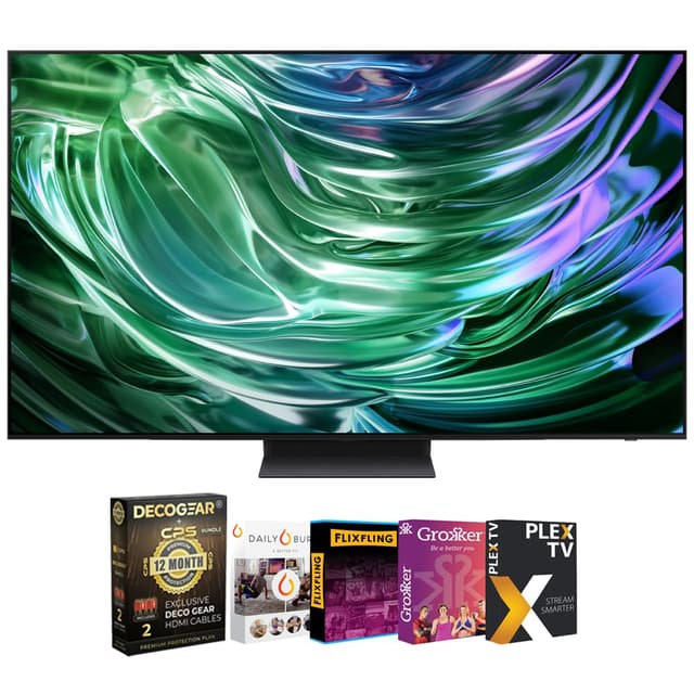 Samsung QN48S90DA 48 Inch OLED 4K Smart TV (2024) Bundle with and Movie Streaming and Deco Gear 2X 4K HDMI 2.0 Cable & CPS Exclusive 12 Month Protection Pack Bundle (BEACH-CPS-261500)