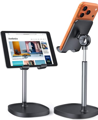 LISEN Cell Phone Stand Phone Holder for Desk Office Decor, Office Desk Accessories Gifts Women PC Gaming Essentials iPhone Stand Gadgets Men Fit OtterBox Case Switch iPad Air Tablet 4-10 in