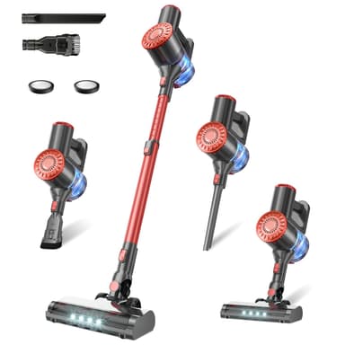 HOUSBRUSH Cordless Vacuum Cleaner with Self-Standing, 40KPA Stick Vacuum Cleaners for Home, 8-in-1 Lightweight Rechargeable Vacuum, 7-Layer Filtration,Ideal for Carpet, Pet Hair, Hardwood Floors