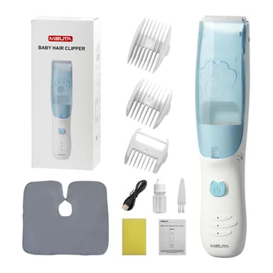 Rabbitcozy Vacuum Baby Hair Clippers,Silent Clippers for Kids,Cordless Baby Hair Trimmer,Waterproof Baby Hair Cutting Kit for Fine/Curly Hair,Infant Toddler Hair Clippers Auto Suck Snipped Hair