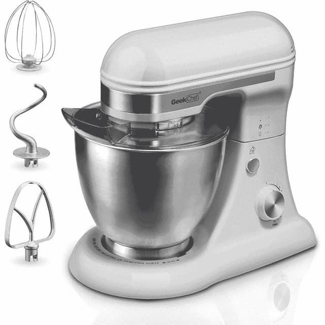 Geek Chef Electric Stand Mixer, 4.8QT 12 Speeds Tilt-head Food Mixer with Dough Hook, Whisk, Beater, Bowl, Rotary Knob for Home Kitchen Use, Gray
