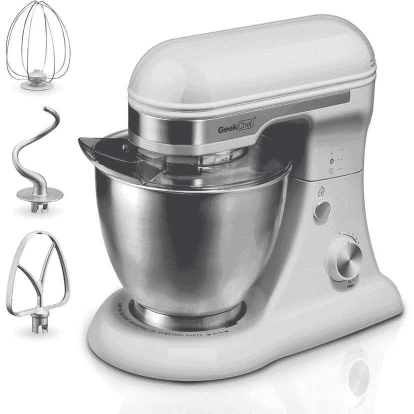 Geek Chef Electric Stand Mixer, 4.8QT 12 Speeds Tilt-head Food Mixer with Dough Hook, Whisk, Beater, Bowl, Rotary Knob for Home Kitchen Use, Gray
