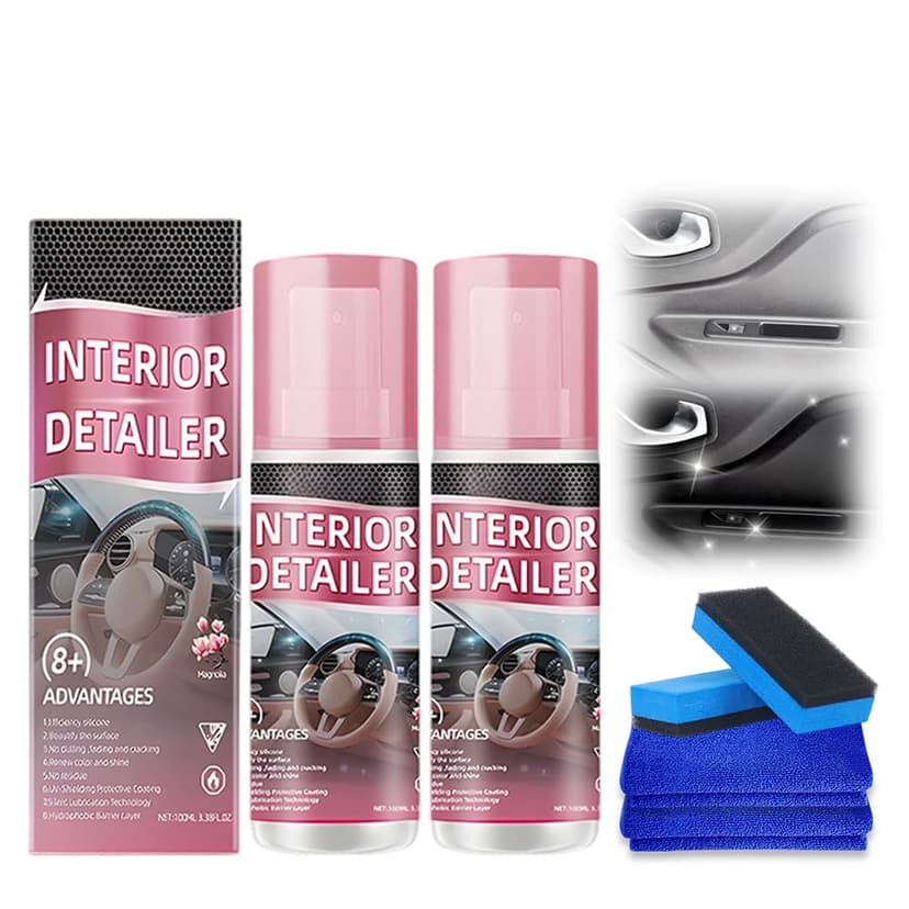 BBEUU Car Interior Detailer & Protectant, Car Interior Cleaner Suitable for Cleaning Rubber, Plastic, and Leather Surfaces Inside Vehicles, Clean and Protect Car, Truck, SUV (2, 100ML)