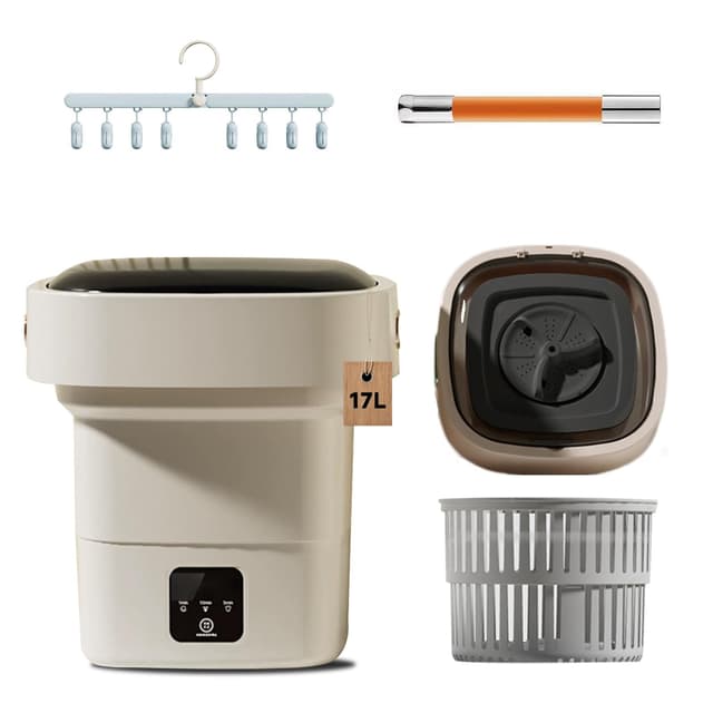 Portable Washing Machine,17L Mini Washer,Upgraded Large Capacity Foldable Washer.Deep Cleaning Baby Clothes,Pet clothing,socks,Underwear washer.Suitable for Apartments,Dormitories,Hotels(White)