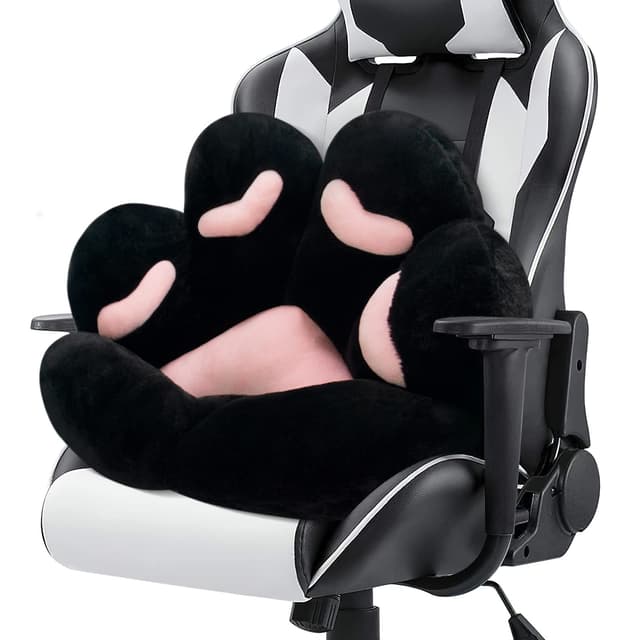 MOONBEEKI Cat Paw Cushion Chair Comfy Kawaii Plush Seat Cushions Shape Lazy Pillow for Gamer Chair 28"x 24" Cozy Floor Cute Seat Kawaii for Girl Worker Gift, Dining Room Bedroom Decorate Black