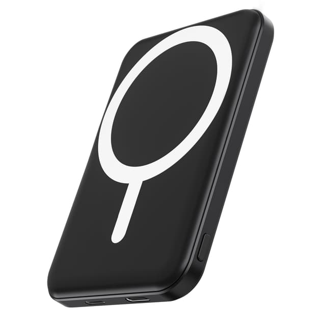 podoru for Magsafe Battery Pack, 5000mAh Magnetic Power Bank with Type-C Cable 20W PD Fast Charging Lighting Input Wireless Portable Charger for iPhone 17/16/15/14/13/12/ All Series-Black