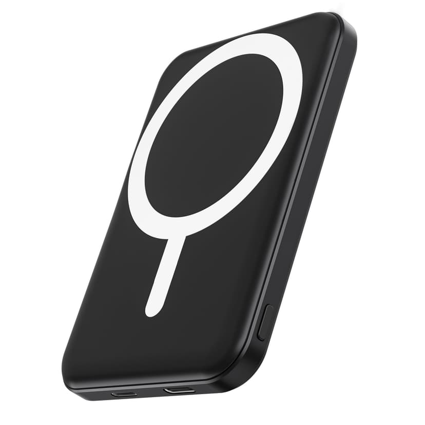 podoru for Magsafe Battery Pack, 5000mAh Magnetic Power Bank with Type-C Cable 20W PD Fast Charging Lighting Input Wireless Portable Charger for iPhone 17/16/15/14/13/12/ All Series-Black