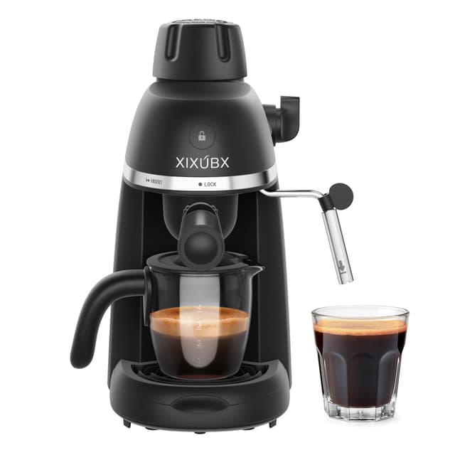 XIXUBX Coffee Machine, 3.5 Bar Espresso & Cappuccino Machine with Steam Wand, Compact Design Coffee Maker for Latte, Safety Lock & Tritan Cups, 800w, Black