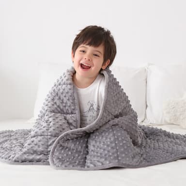 Huloo Sleep Kids Weighted Blanket Twin 7lbs (41"×60",Gray) Breathable Soft Minky Weighted Throw Blanket for All Season,Heavy Blanket with Premium Glass Beads