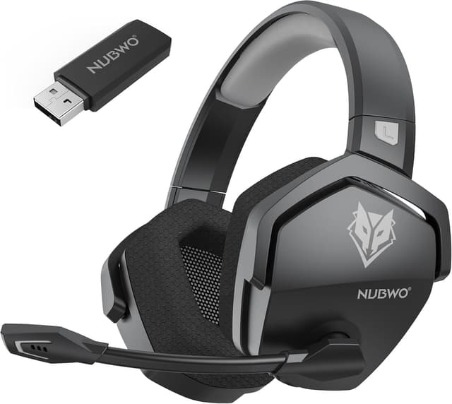 NUBWO Wireless Gaming Headset with Mic for Ps5 Ps4 PC, Zero Interference, 100-Hour Battery All-Day Play, 23ms Sync for Fortnite & Call of Duty/FPS Gamers, Triple Mode All Devices Compatible - Gray