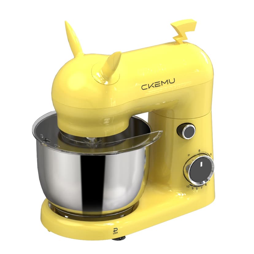 CKEMU Stand Mixer, Compact & Space-Saving, Stainless Steel Bowl, Unique & Playful Design, Effcient Motor, Dishwasher-Safe Attachments, SM-2549A (Yellow)